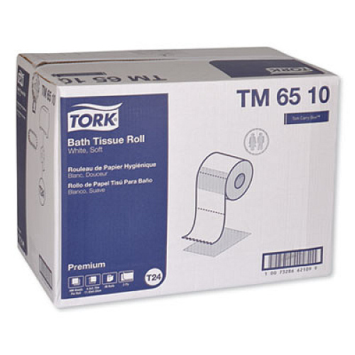 Tork PREMIUM BATH TISSUE, SEPTIC SAFE, 2-PLY, WHITE, 400 SHEETS/ROLL, 96 ROLLS/CARTON (TM6510)