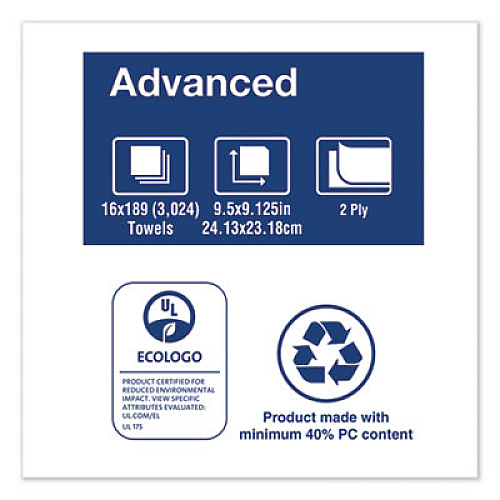 Tork Multifold Paper Towels, 2-Ply, 9.13 x 9.5, White, 189/Pack, 16 Packs/Carton (101293)