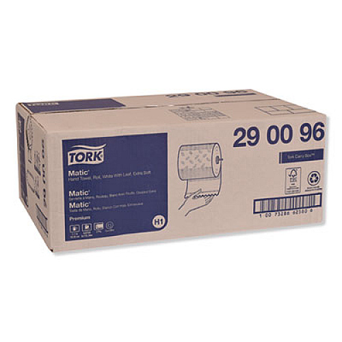 Tork Premium Soft Matic Hand Towel Roll, 2-Ply, 7.7 x 575 ft, White, 704/Roll, 6 Rolls/Carton (290096)