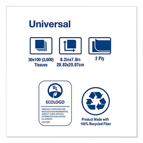 Tork Universal Facial Tissue, 2-Ply, White, 100 Sheets/Box, 30 Boxes/Carton (TF6710A)