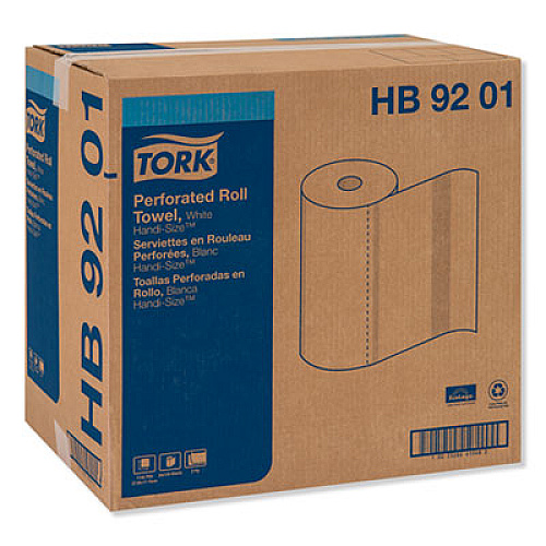 Tork Handi-Size Perforated Kitchen Roll Towel, 2-Ply, 11 x 6.75, White, 120/Roll, 30/Carton (HB9201)
