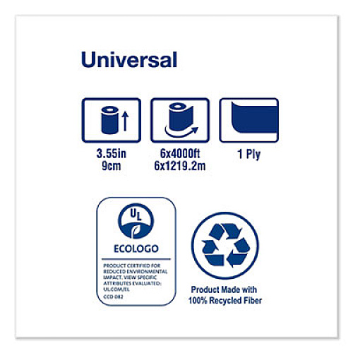 Tork Universal Jumbo Bath Tissue, Septic Safe, 1-Ply, White, 3.48" x 4,000 ft, 6/Carton (TJ1212A)