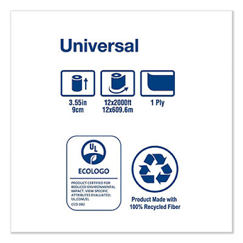 Tork Universal Jumbo Bath Tissue, Septic Safe, 1-Ply, White, 3.48" x 2,000 ft, 12 Roll/Carton (TJ0912A)