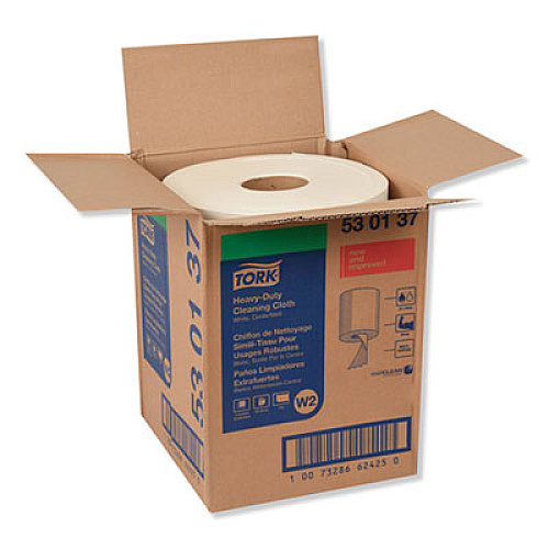 Tork Heavy-Duty Cleaning Cloth, 12.6 x 10, White, 400/Carton (530137)