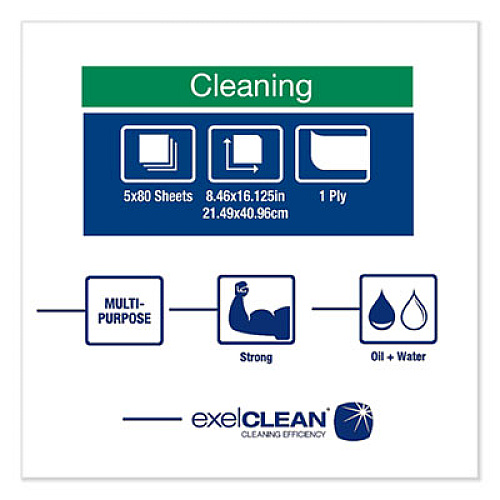 Tork Heavy-Duty Cleaning Cloth, 8.46 x 16.13, White, 80/Box, 5 Boxes/Carton (5301755)
