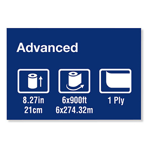 Tork Advanced Matic Hand Towel Rolll, 8.27" x 900 ft, White, 6 Rolls/Carton (290025)