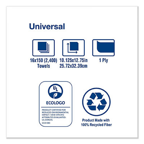 Tork Universal C-Fold Hand Towel, 1-Ply, 10.13 x 12.75, White, 150/Pack, 16 Packs/Carton (CB530)