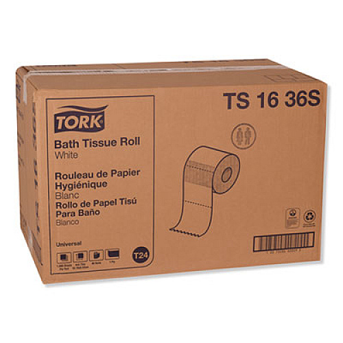 Tork Universal Bath Tissue, Septic Safe, 1-Ply, White, 1000 Sheets/Roll, 96 Rolls/Carton (TS1636S)