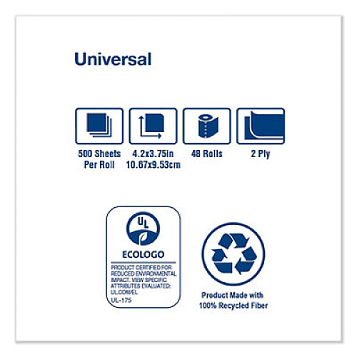 Tork Universal Bath Tissue, Septic Safe, 2-Ply, White, 500 Sheets/Roll, 48 Rolls/Carton (TM1601A)
