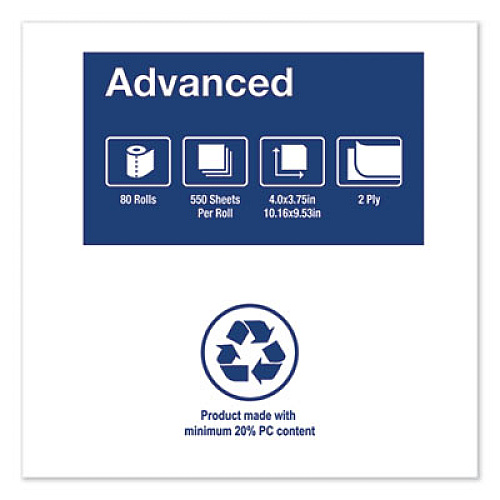 Tork Advanced Bath Tissue, Septic Safe, 2-Ply, White, 4" x 3.75", 550 Sheets/Roll, 80 Rolls/Carton (TM6184)