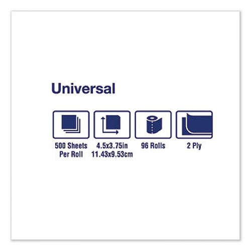 Tork Universal Bath Tissue, Septic Safe, 2-Ply, White, 500 Sheets/Roll, 96 Rolls/Carton (TM1616)