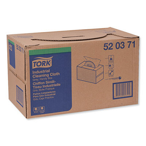 Tork Industrial Cleaning Cloth Handy Box, 1-Ply, 14 x 16.9, Gray, 280/Pack (520371)