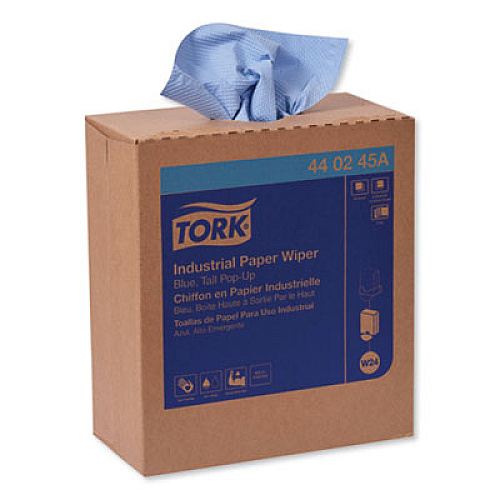 Tork Industrial Paper Wiper, 4-Ply, 8.54 x 16.5, Unscented, Blue, 90 Towels/Box, 10 Boxes/Carton (440245A)