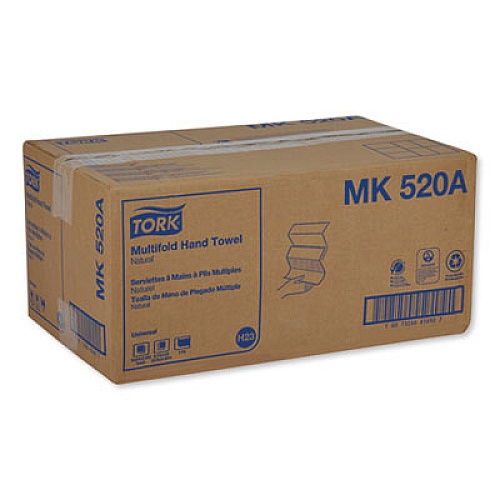 Tork Multifold Hand Towel, 1-Ply, 9.13 x 9.5, Natural, 250/Pack, 16 Packs/Carton (MK520A)