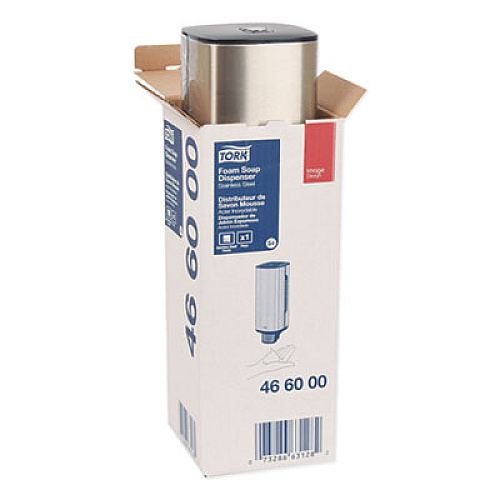 Tork Foam Skincare Manual Dispenser, 1 L Bottle; 33 oz Bottle, 4.25 x 4.25 x 11.38, Stainless Steel (466000)