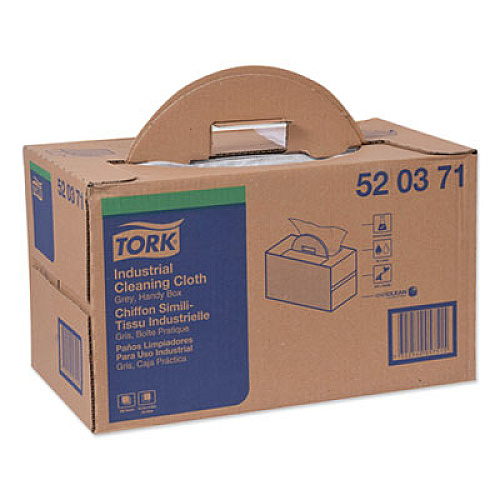 Tork Industrial Cleaning Cloth Handy Box, 1-Ply, 14 x 16.9, Gray, 280/Pack (520371)