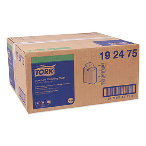 Tork Low-Lint Cleaning Cloth, 1-Ply, 9 x 16.5, Unscented, Turquoise, 100/Box, 8 Boxes/Carton (192475)