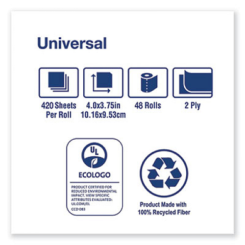 Tork UNIVERSAL BATH TISSUE, SEPTIC SAFE, 2-PLY, WHITE, 420 SHEETS/ROLL, 48 ROLLS/CARTON (TM1602)
