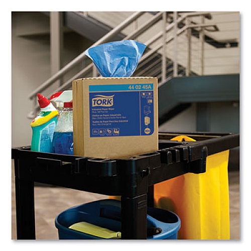 Tork Industrial Paper Wiper, 4-Ply, 8.54 x 16.5, Unscented, Blue, 90 Towels/Box, 10 Boxes/Carton (440245A)