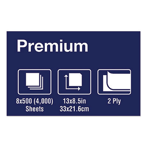 Tork Premium Xpressnap Interfold Dispenser Napkins, 2-Ply,13x8.5, White,500/PK,8PK/CT (13680)