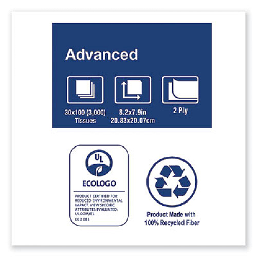 Tork Advanced Facial Tissue, Flat Box, 2-Ply, White, 100 Sheets/Box, 30 Boxes/Carton (TF6810)