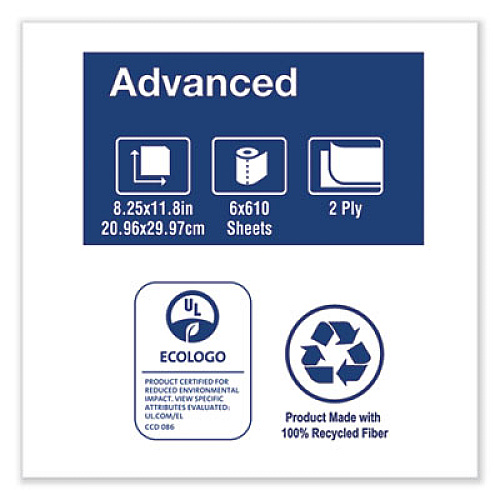 Tork Advanced Centerfeed Hand Towel, 2-Ply, 8.25 x 11.8, White, 610/Roll, 6/Carton (121202)