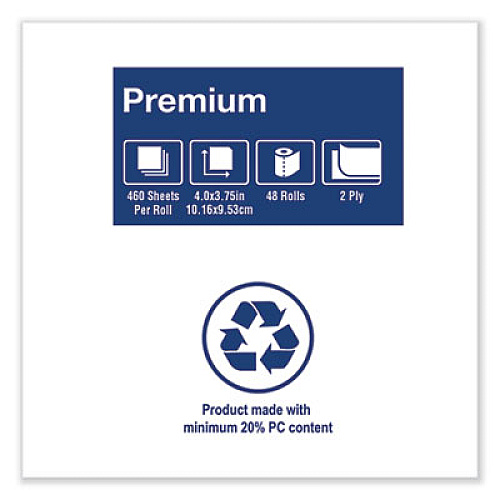 Tork PREMIUM BATH TISSUE, SEPTIC SAFE, 2-PLY, WHITE, 460 SHEETS/ROLL, 48 ROLLS/CARTON (TM6512)