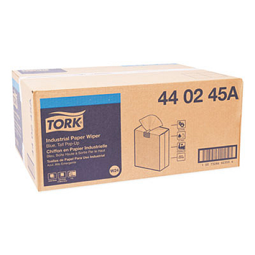 Tork Industrial Paper Wiper, 4-Ply, 8.54 x 16.5, Unscented, Blue, 90 Towels/Box, 10 Boxes/Carton (440245A)