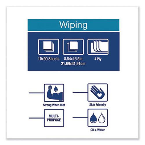 Tork Industrial Paper Wiper, 4-Ply, 8.54 x 16.5, Unscented, Blue, 90 Towels/Box, 10 Boxes/Carton (440245A)