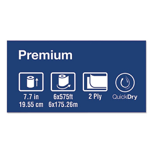Tork Premium Soft Matic Hand Towel Roll, 2-Ply, 7.7 x 575 ft, White, 704/Roll, 6 Rolls/Carton (290096)