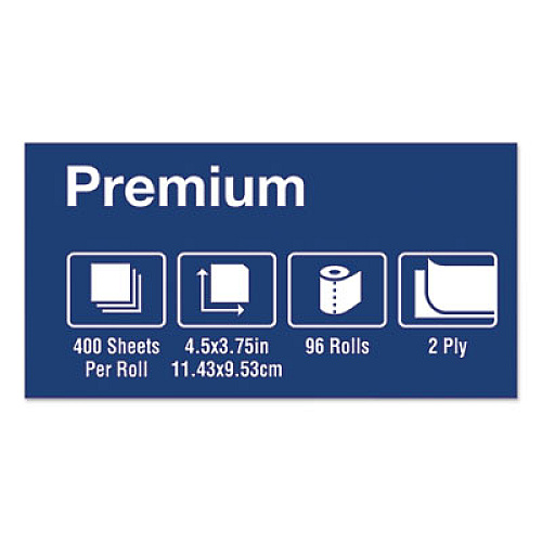 Tork PREMIUM BATH TISSUE, SEPTIC SAFE, 2-PLY, WHITE, 400 SHEETS/ROLL, 96 ROLLS/CARTON (TM6510)