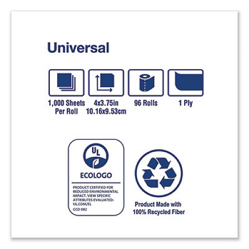 Tork Universal Bath Tissue, Septic Safe, 1-Ply, White, 1000 Sheets/Roll, 96 Rolls/Carton (TS1636S)