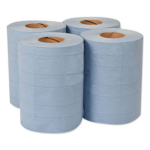 Tork Industrial Paper Wiper, 4-Ply, 10 x 15.75, Unscented, Blue, 190 Wipes/Roll, 4 Roll/Carton (132451A)