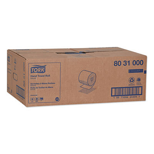 Tork Universal Hand Towel Roll, Notched, 1-Ply, 8" x 1,000 ft, Natural, 6 Rolls/Carton (8031000)