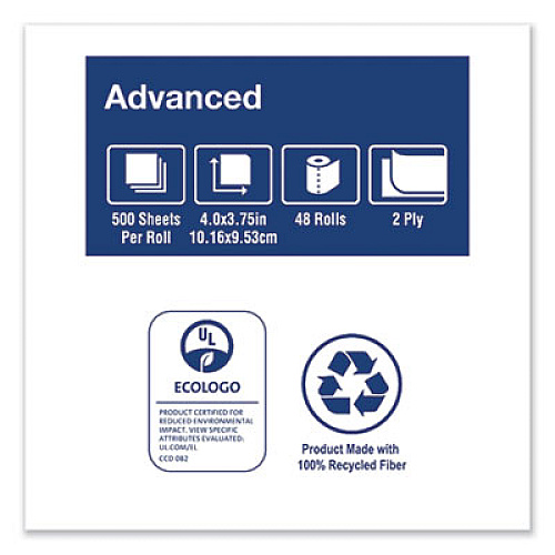 Tork Advanced Bath Tissue, Septic Safe, 2-Ply, White, 500 Sheets/Roll, 48 Rolls/Carton (TM6130S)