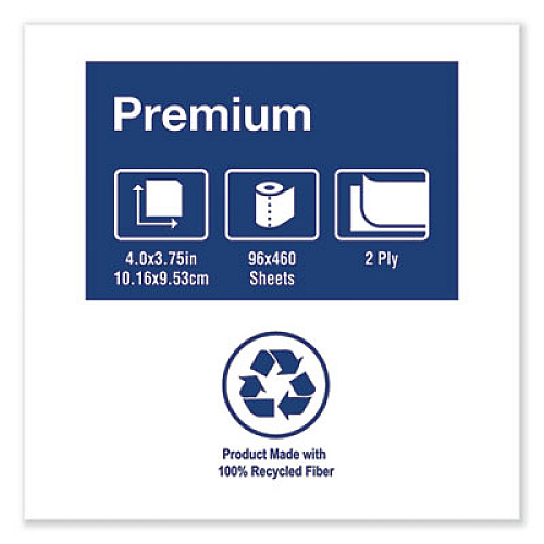 Tork PREMIUM BATH TISSUE, SEPTIC SAFE, 2-PLY, WHITE, 460 SHEETS/ROLL, 96 ROLLS/CARTON (TM6511S)