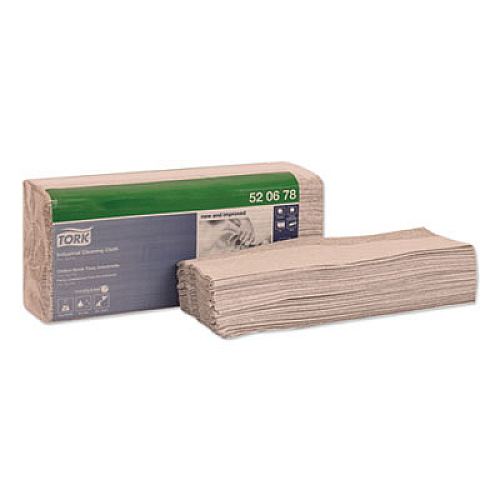 Tork INDUSTRIAL CLEANING CLOTHS, 1-PLY, 14 X 16.9, GRAY, 120/PACK, 5/CARTON (520678)