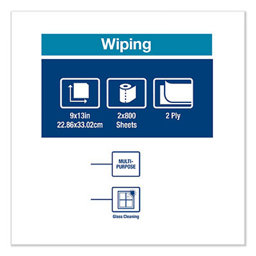 Tork Paper Wiper, Centerfeed, 2-Ply, 9 x 13, White, 800/Roll, 2 Rolls/Carton (130211B)