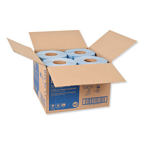 Tork Industrial Paper Wiper, 4-Ply, 10 x 15.75, Unscented, Blue, 190 Wipes/Roll, 4 Roll/Carton (132451A)