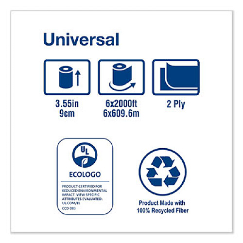Tork Universal Jumbo Bath Tissue, Septic Safe, 2-Ply, White, 3.48" x 2,000 ft, 6/Carton (TJ1222A)