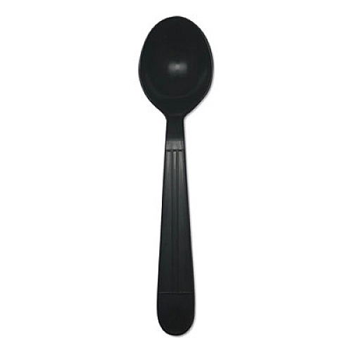 GEN Heavyweight Cutlery, Soup Spoons, 6", Polypropylene, Black, 1000/Carton (GENHYBSS)