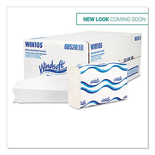 Windsoft Multifold Paper Towels, 1-Ply, 9.25 x 9.5, White, 250/Pack, 16 Packs/Carton (105B)