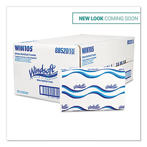 Windsoft Multifold Paper Towels, 1-Ply, 9.25 x 9.5, White, 250/Pack, 16 Packs/Carton (105B)