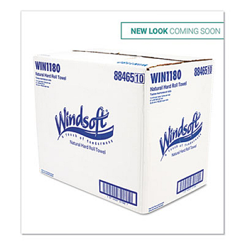 Windsoft HARDWOUND ROLL, TOWELS, 8 X 600 FT, NATURAL, 12 ROLLS/CARTON (WIN1180)