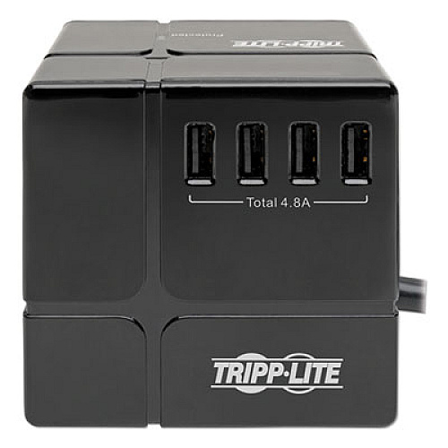 Tripp Lite by Eaton Power Cube Surge Protector, 3 AC Outlets/6 USB-A Ports, 6 ft Cord, 540 J, Black (TLP366CUBEUS)