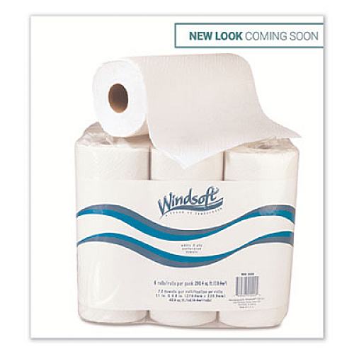 Windsoft Kitchen Roll Towels, 2 Ply, 11 x 9, White, 72 Sheets/Roll, 6 Rolls/Pack (WIN2420)