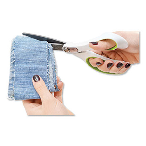 Westcott CarboTitanium Bonded Scissors, 8" Long, 3.25" Cut Length, White/Green Straight Handle (16447)