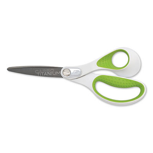 Westcott CarboTitanium Bonded Scissors, 8" Long, 3.25" Cut Length, White/Green Straight Handle (16447)