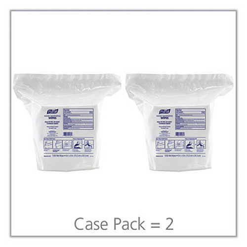 PURELL Hand Sanitizing Wipes, 6 x 8, Fresh Citrus Scent, White, 1,200/Refill Pouch, 2 Refills/Carton (911802)