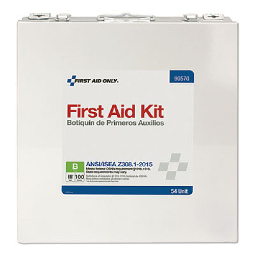 First Aid Only Unitized ANSI 2015 Compliant Class B Type III First Aid Kit for 100 People, 217 Pieces, Metal Case (90570)